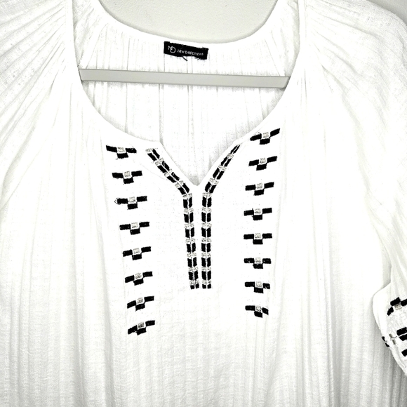 New Directions Cotton Tunic Top. White And Black. 2X - Picture 3 of 10